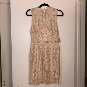Charlotte Russe lace open back dress Pale pink M